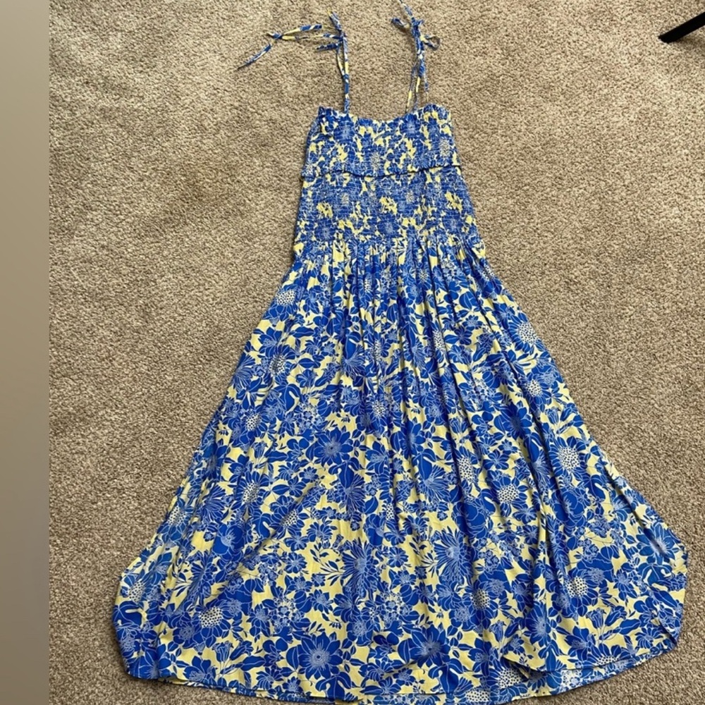 J. Crew Blue and White Floral Cotton Poplin Maxi Dress - Picture 4 of 6